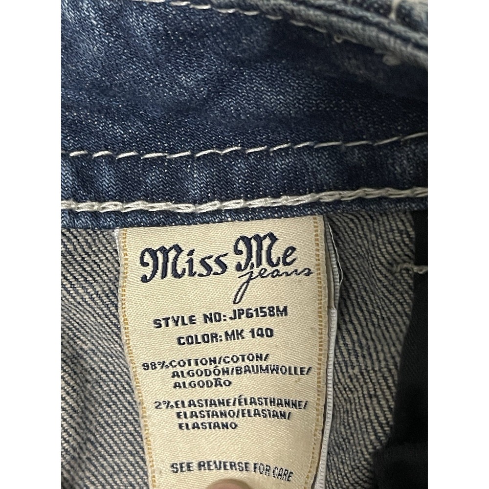 Miss Me Jeans Shorts Size 28 JP6158M Bermuda Embroidered Denim Whiskers - Picture 5 of 8